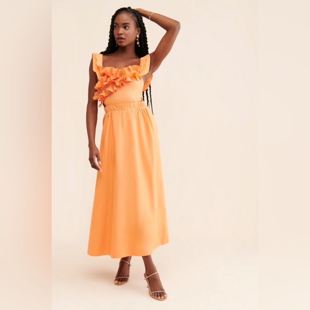 Sovere Rapture Maxi Dress Off the Shoulder Ruffle Orange